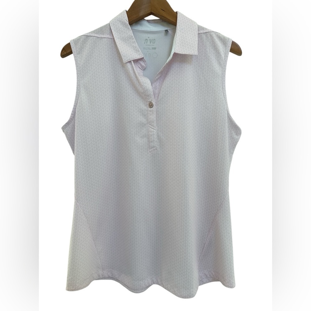 NVO Golf Women's Sleeveless Polo Shirt  White & Pink Size Large